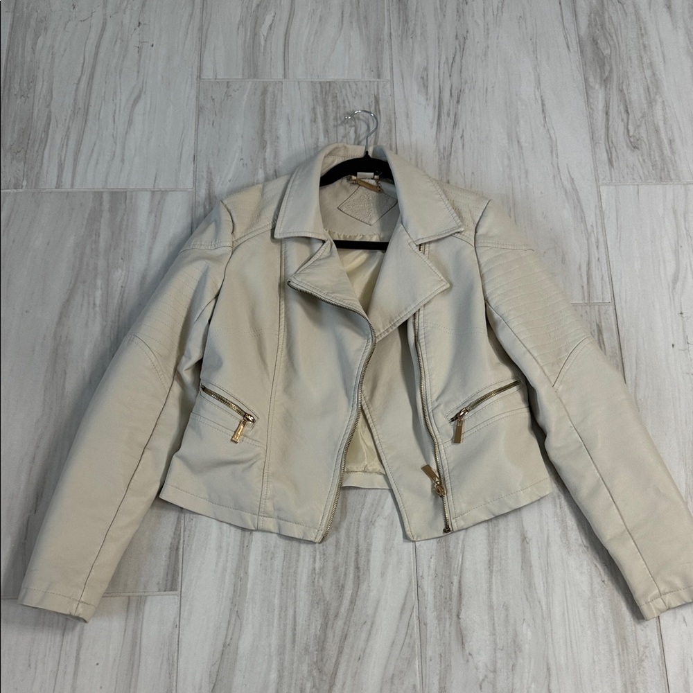 Jou Jou Women's Beige Leather Jacket